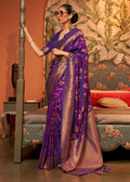 TRUE PURPLE	ZARI WOVEN TWO TONE BANARASI CHINON SILK SAREE