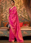RUBY PINK ZARI WOVEN TWO TONE BANARASI CHINON SILK SAREE