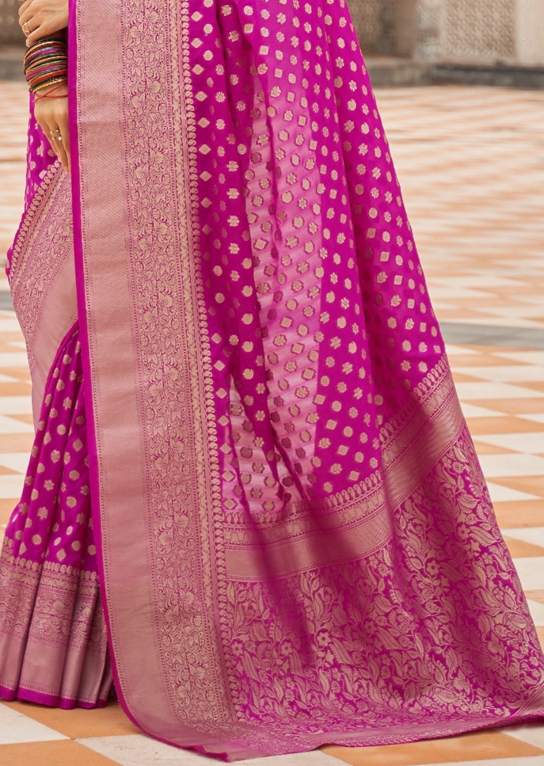 Magenta Purple Pure Braso Chiffon Saree With Embroidered Silk Blouse