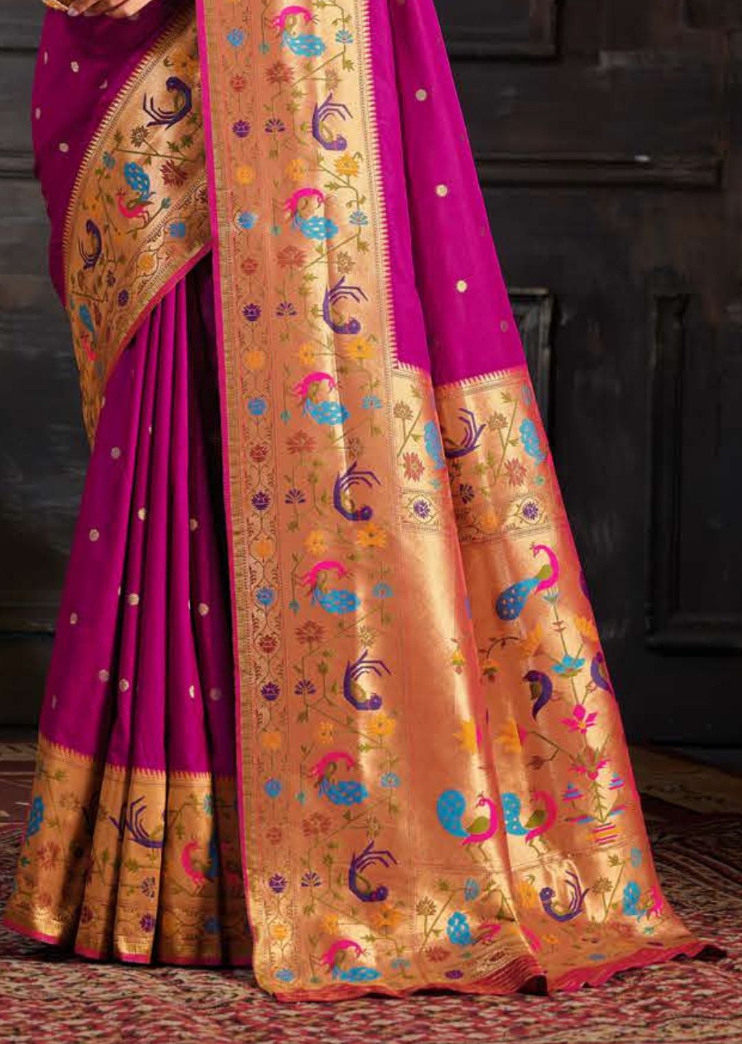 Magenta Purple Woven Traditional Paithani Silk Saree