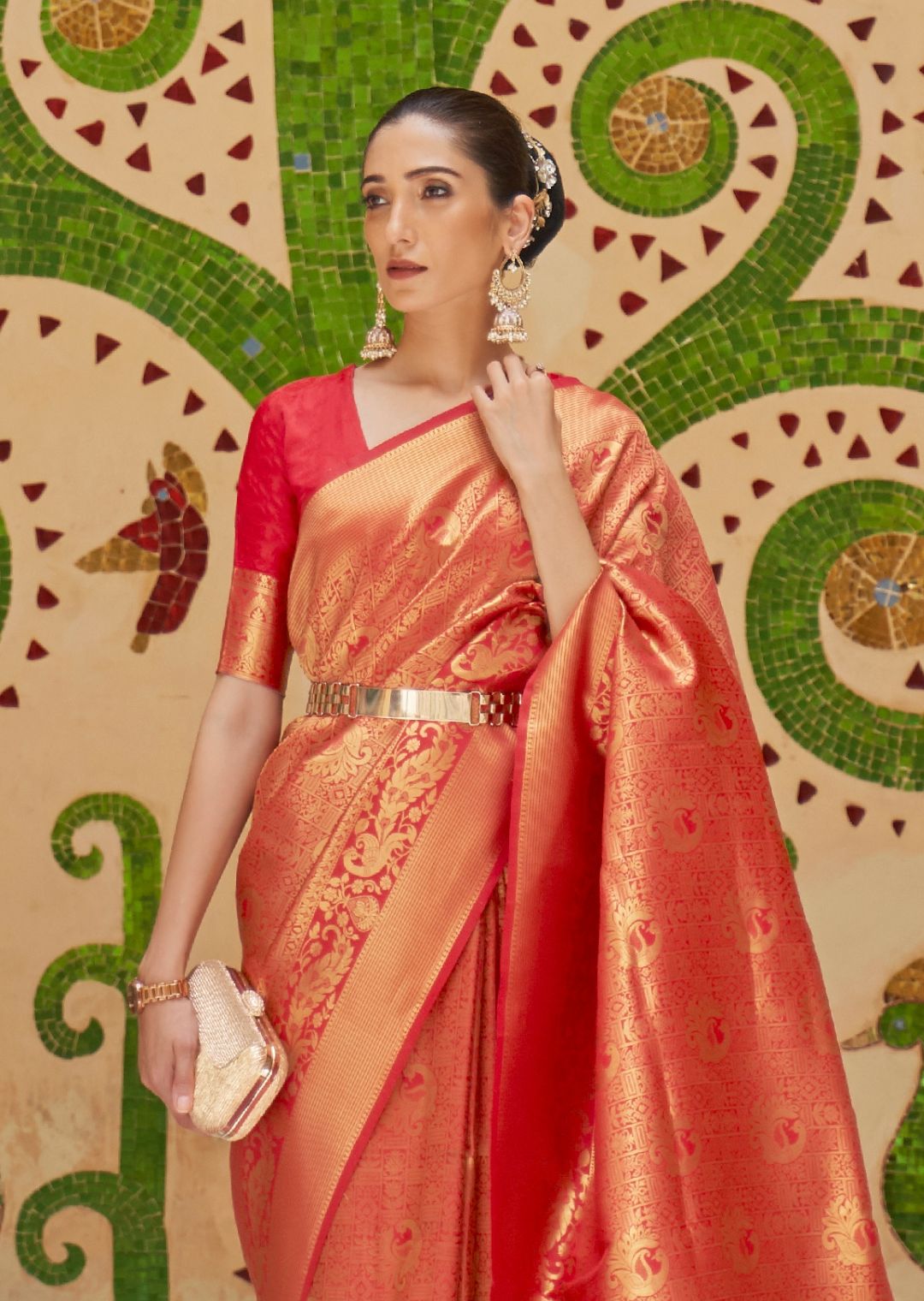Red Hand Woven Kanjivaram Silk Saree
