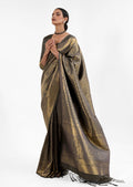 Black Gold Hand Woven Kanjivaram Silk Saree