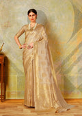 Beige Woven Banarasi Silk Saree