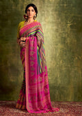 Multicolor Pure Braso Chiffon Saree With Embroidered Silk Blouse