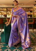 PERIWINKLE PURPLE COPPER ZARI WOVEN HANDLOOM SILK SAREE
