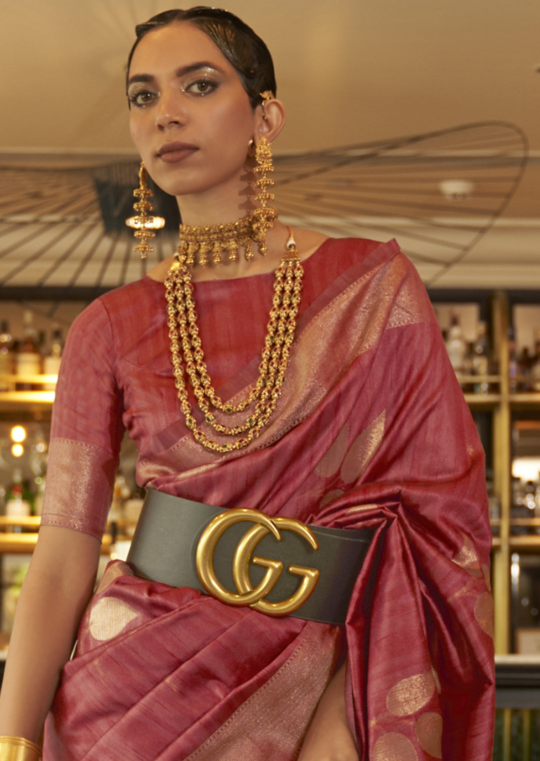 BRICK RED COPPER ZARI WOVEN HANDLOOM SILK SAREE