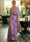 PERIWINKLE PURPLE ZARI WOVEN HANDLOOM SILK SAREE