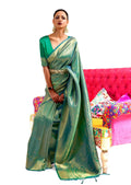 Peacock Green Hand Woven Kanjivaram Silk Saree