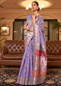 Wisteria Purple Woven Pure Handloom Kashmiri Jamewar Silk Saree