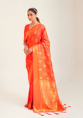 Warm Orange Zari Woven Banarasi Silk Saree