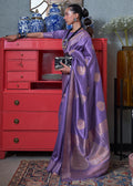 ROYAL PURPLE COPPER ZARI WOVEN HANDLOOM BANARASI SILK SAREE