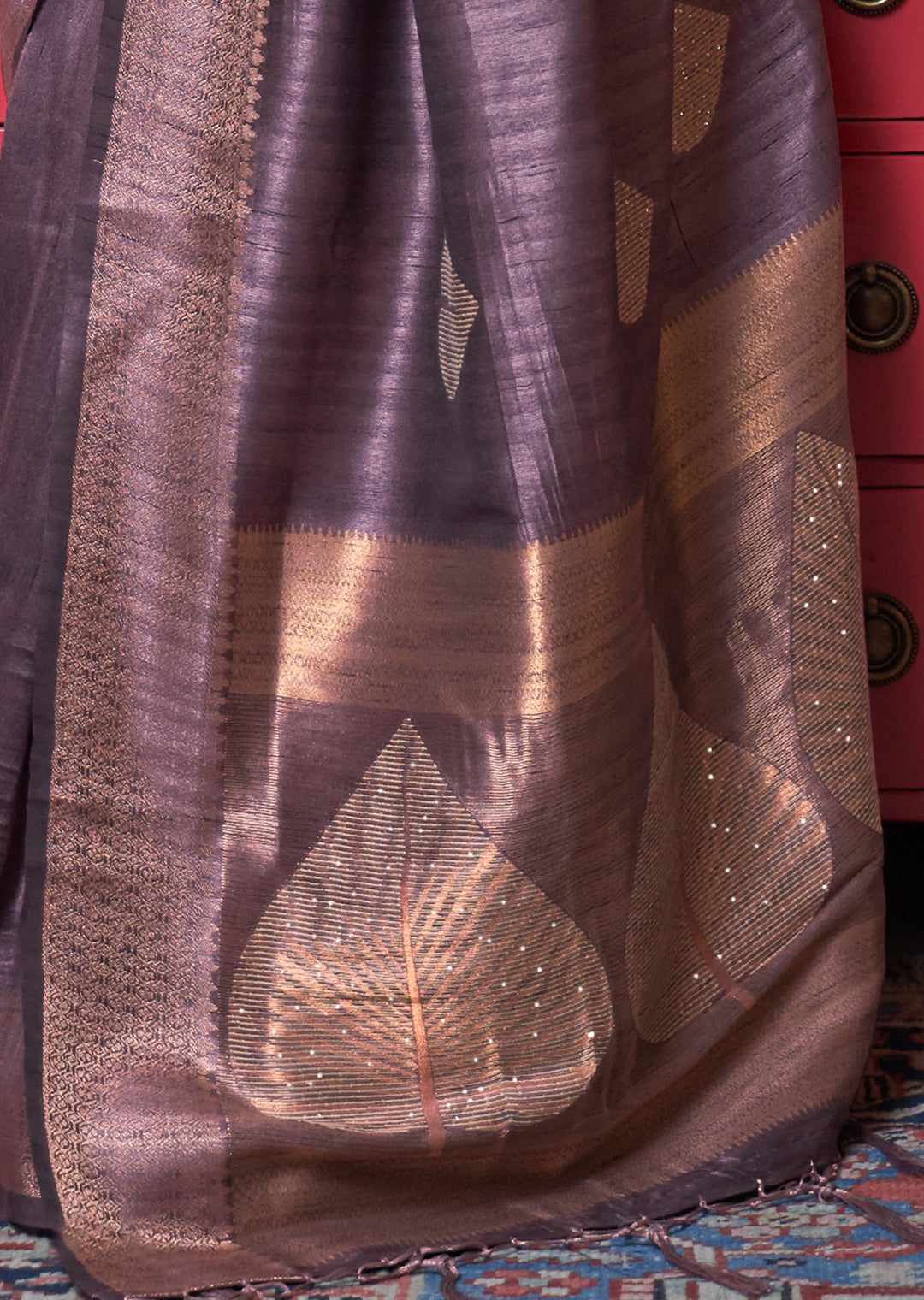 COPPER PURPLE COPPER ZARI WOVEN HANDLOOM BANARASI SILK SAREE