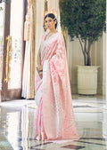 Baby Pink Hand Woven Lucknowi Cotton Saree