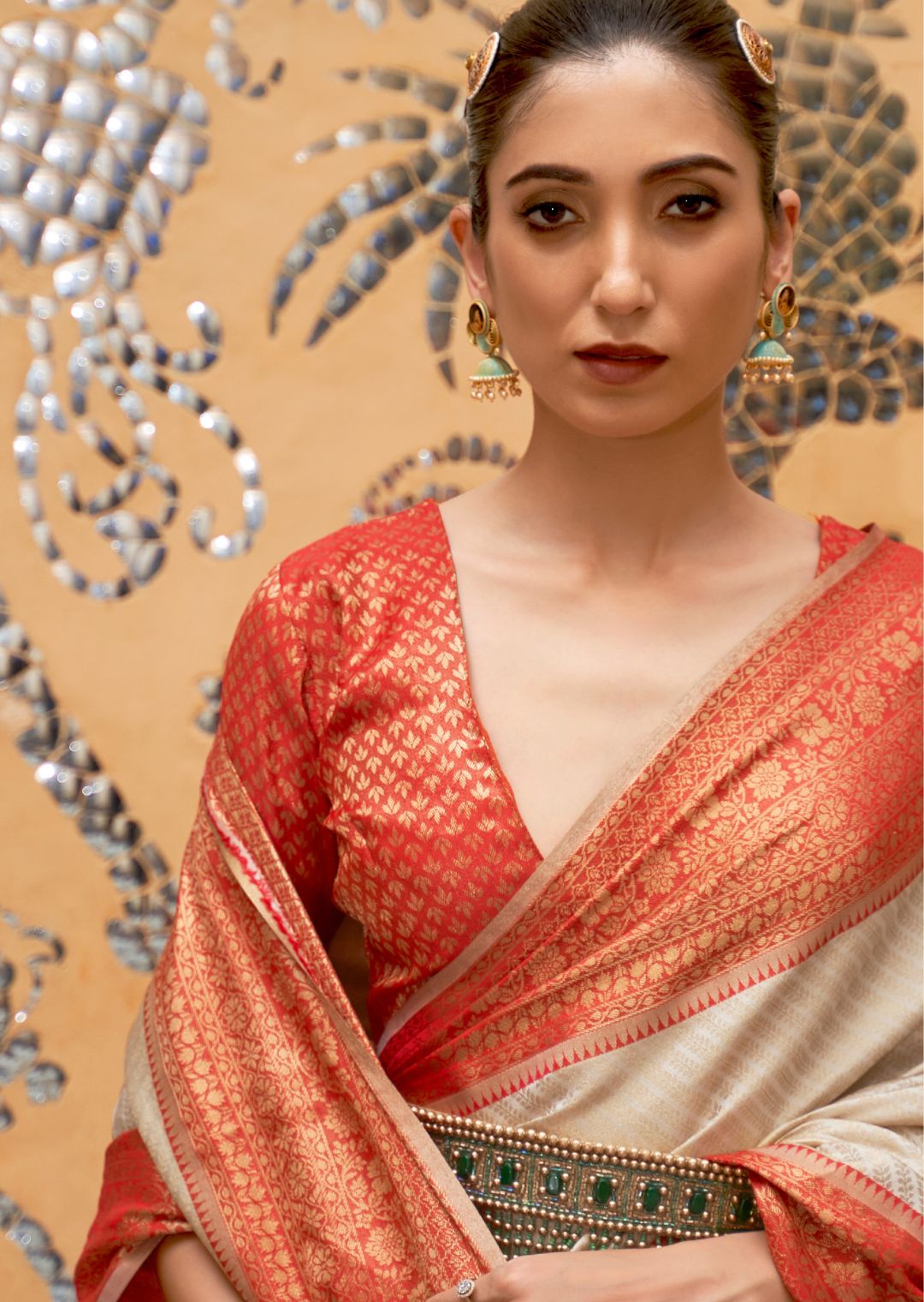White Woven Handloom Zari Silk Saree