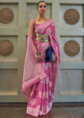 MYSTIC PINK WOVEN PURE CHIKANKARI LUCKNOWI COTTON SAREE