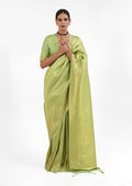 Pear Green Hand Woven Kanjivaram Silk Saree