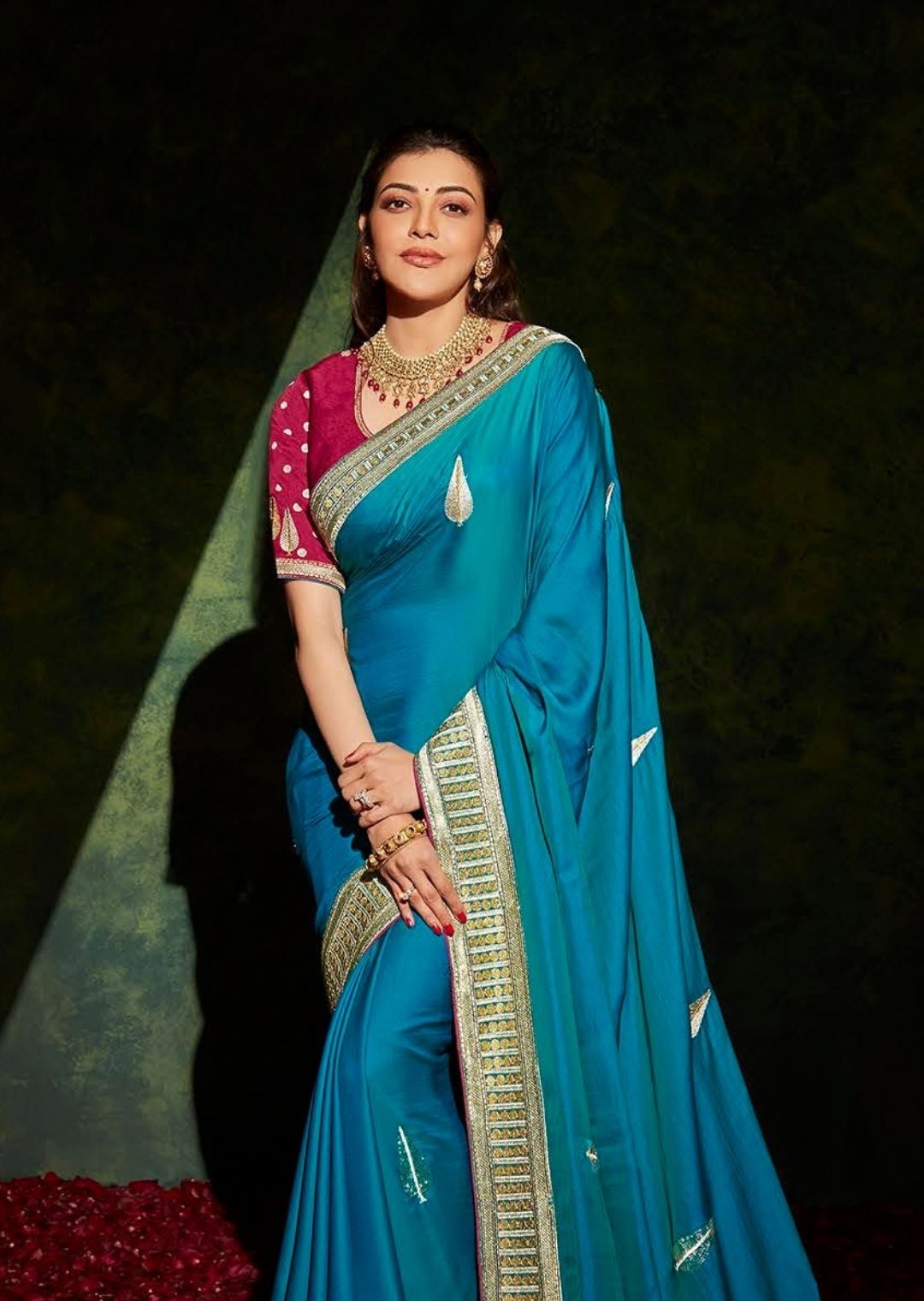 Cobalt Blue Woven Celebrities Exclusive Designer Saree with Embroidered Silk Blouse