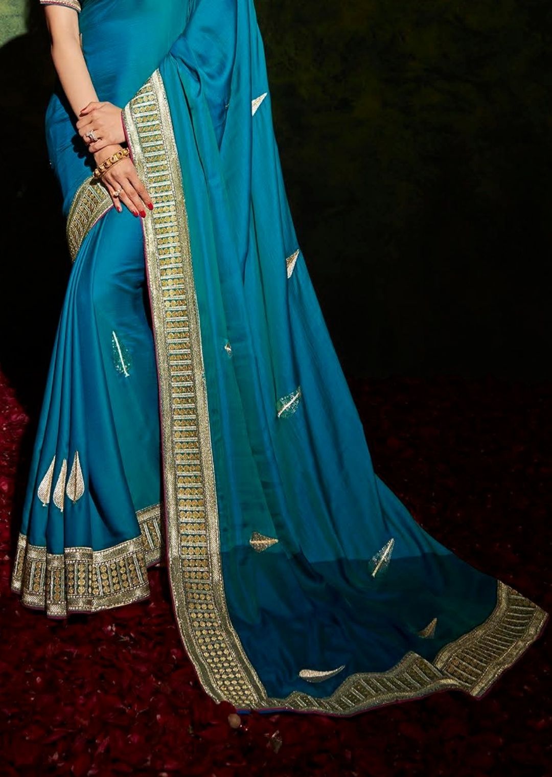 Cobalt Blue Woven Celebrities Exclusive Designer Saree with Embroidered Silk Blouse