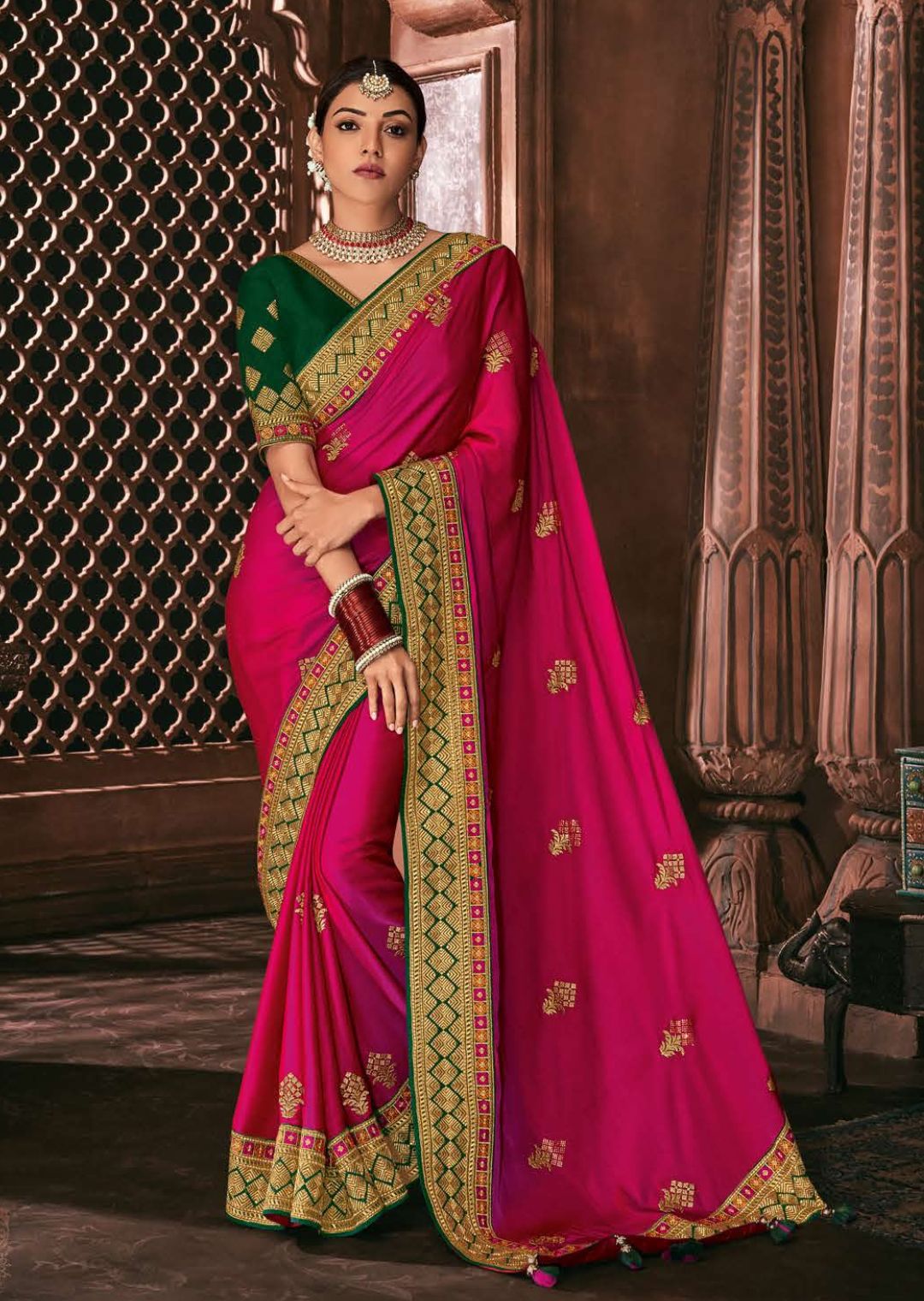 Buy Pink Pure Dharamavaram Silk Digital Printed Floral Saree With Blouse  For Women by Aharin Online at Aza Fashions.