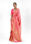 Cerise Pink Hand Woven Kanjivaram Silk Saree