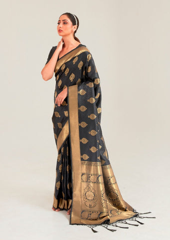 Black Zari Woven Banarasi Silk Saree