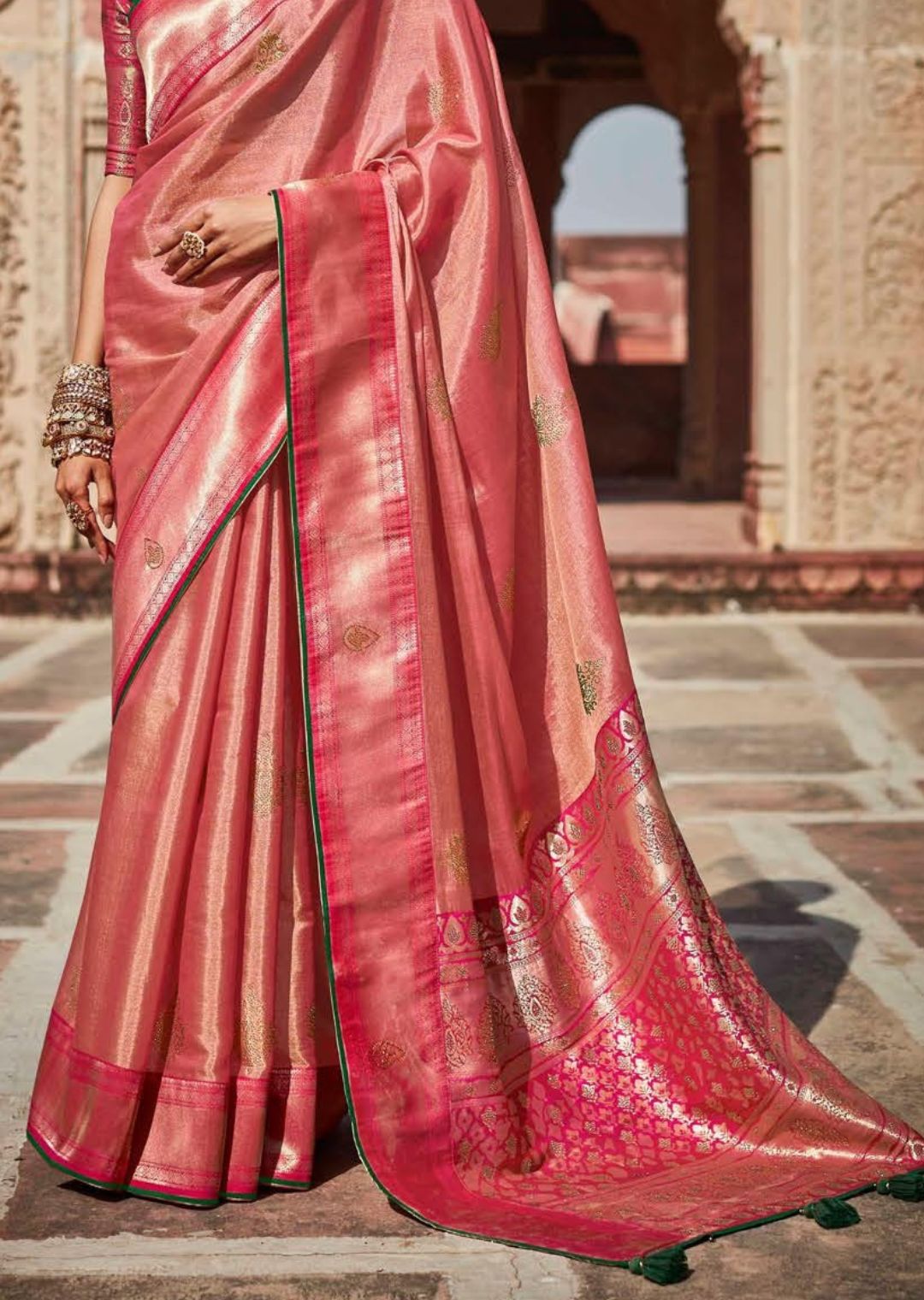 Blush Pink Woven Traditional Banarasi Silk Saree