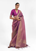 Plum Purple Hand Woven Kanjivaram Silk Saree