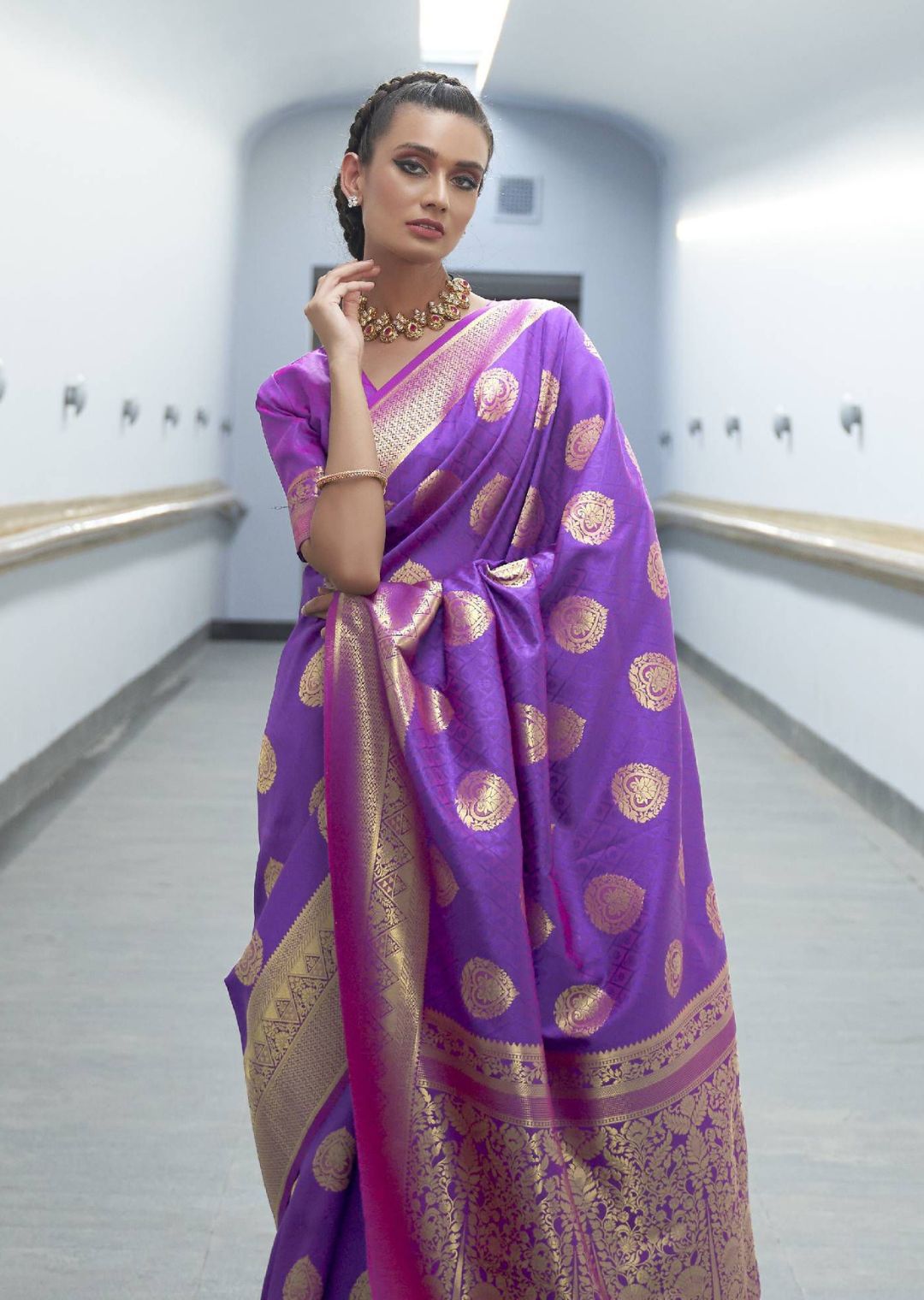 Grape Purple Hand Woven Kanjivaram Silk Saree