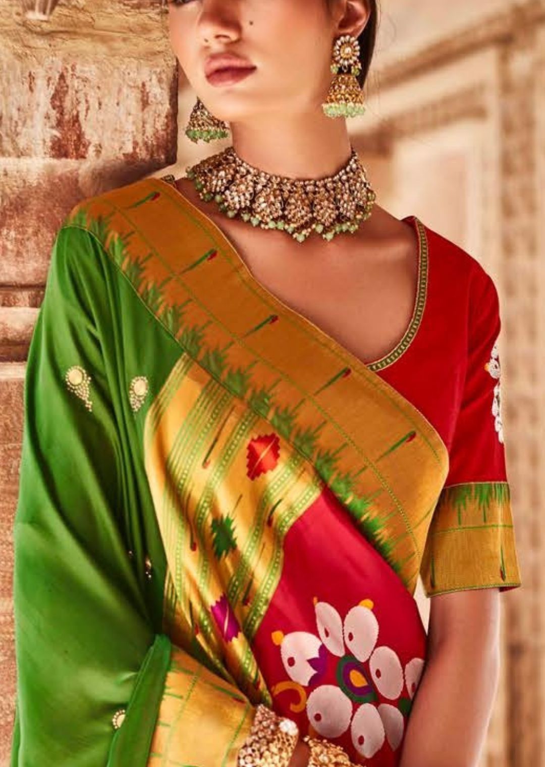 Green Woven Traditional Banarasi Paithani Silk Saree