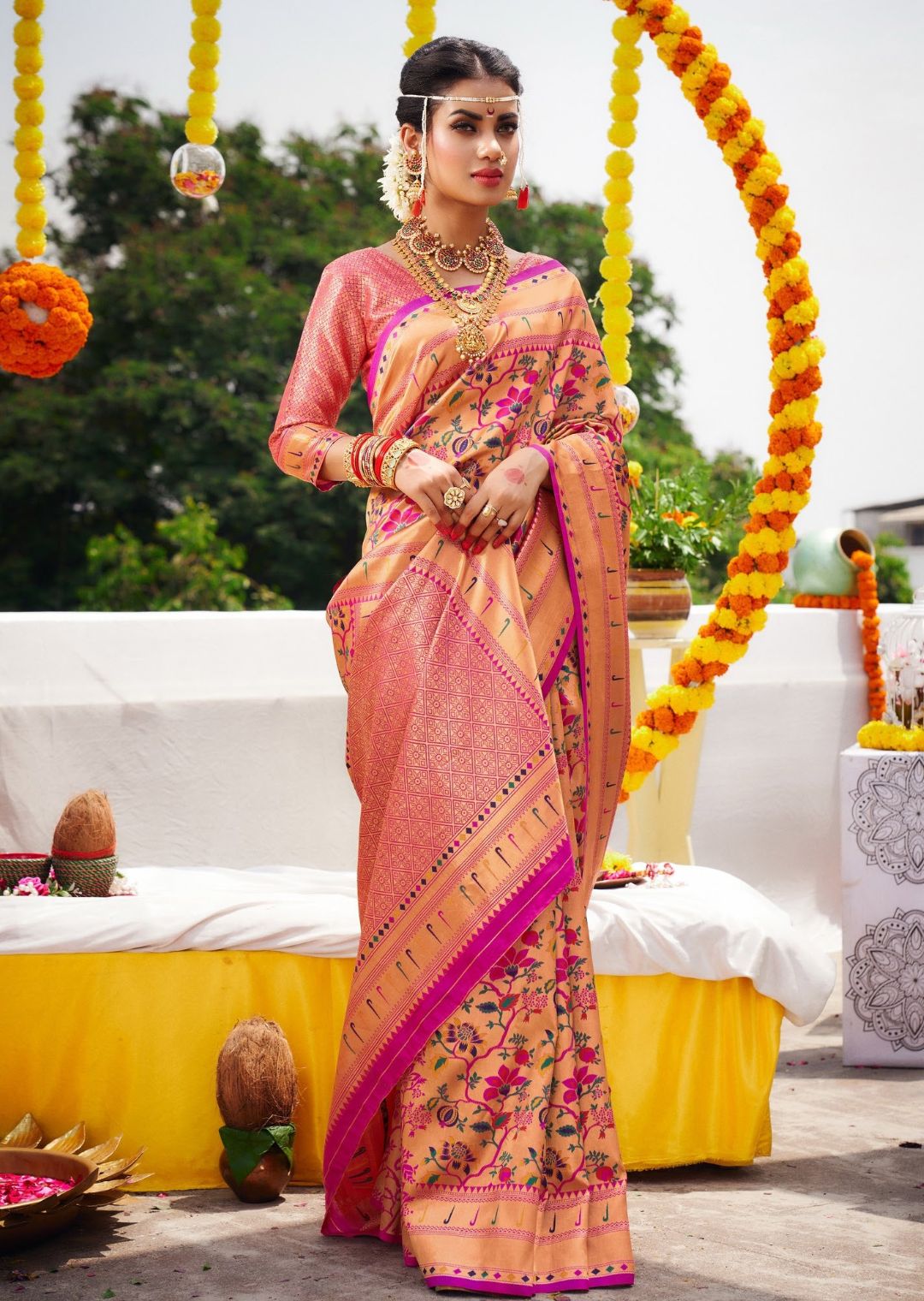 Silk Sarees For Wedding Occasion – Designer Pithi