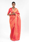 Coral Orange Hand Woven Kanjivaram Silk Saree