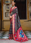 BLACK AND RED WOVEN PATOLA SILK SAREE
