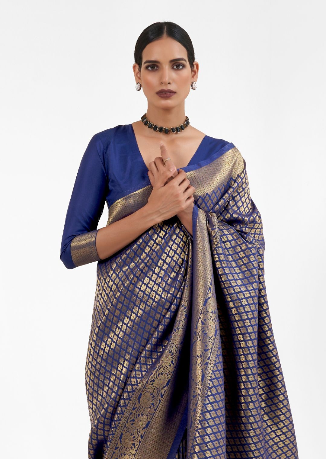 Royal Blue Hand Woven Kanjivaram Silk Saree