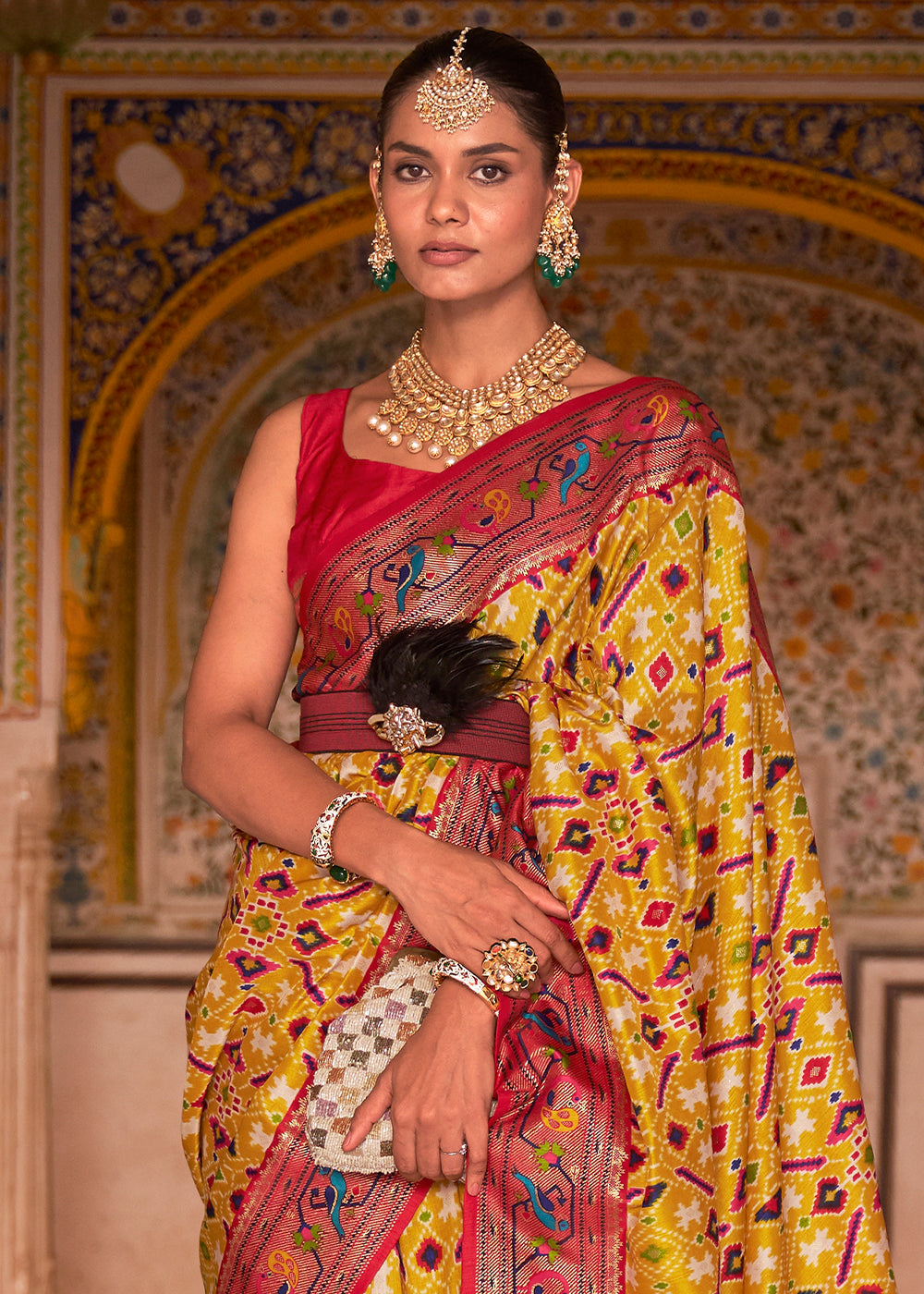 HONEY YELLOW WOVEN PATOLA PAITHANI SILK SAREE