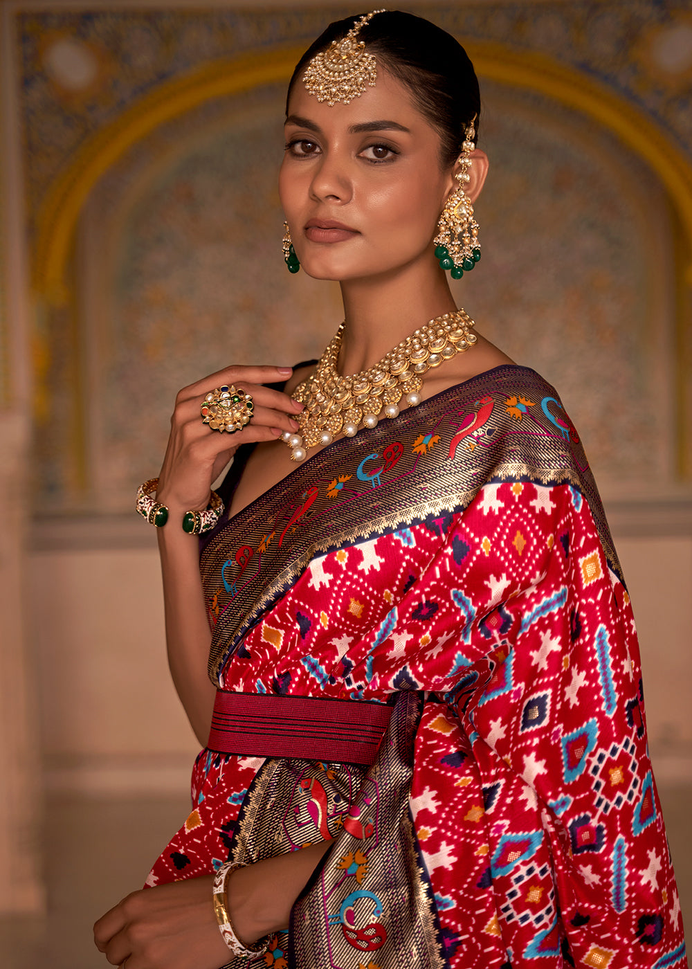 RUBY RED WOVEN PATOLA PAITHANI SILK SAREE
