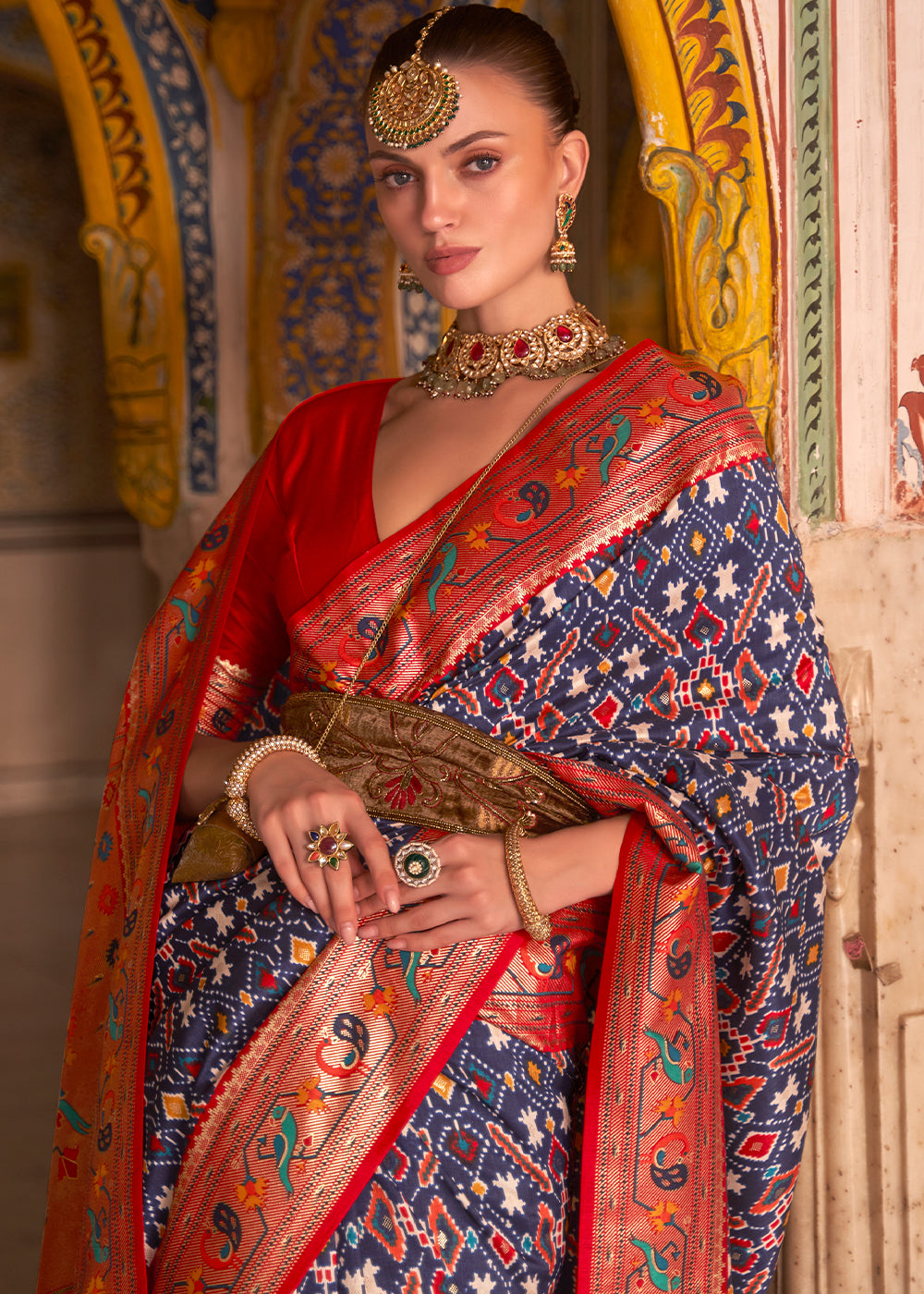 INDIGO BLUE WOVEN PATOLA PAITHANI SILK SAREE