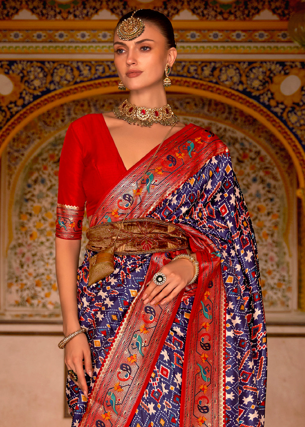 INDIGO BLUE WOVEN PATOLA PAITHANI SILK SAREE