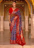 INDIGO BLUE WOVEN PATOLA PAITHANI SILK SAREE