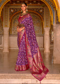 VIOLET WOVEN PATOLA PAITHANI SILK SAREE