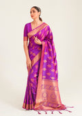 Purple Zari Woven Banarasi Silk Saree