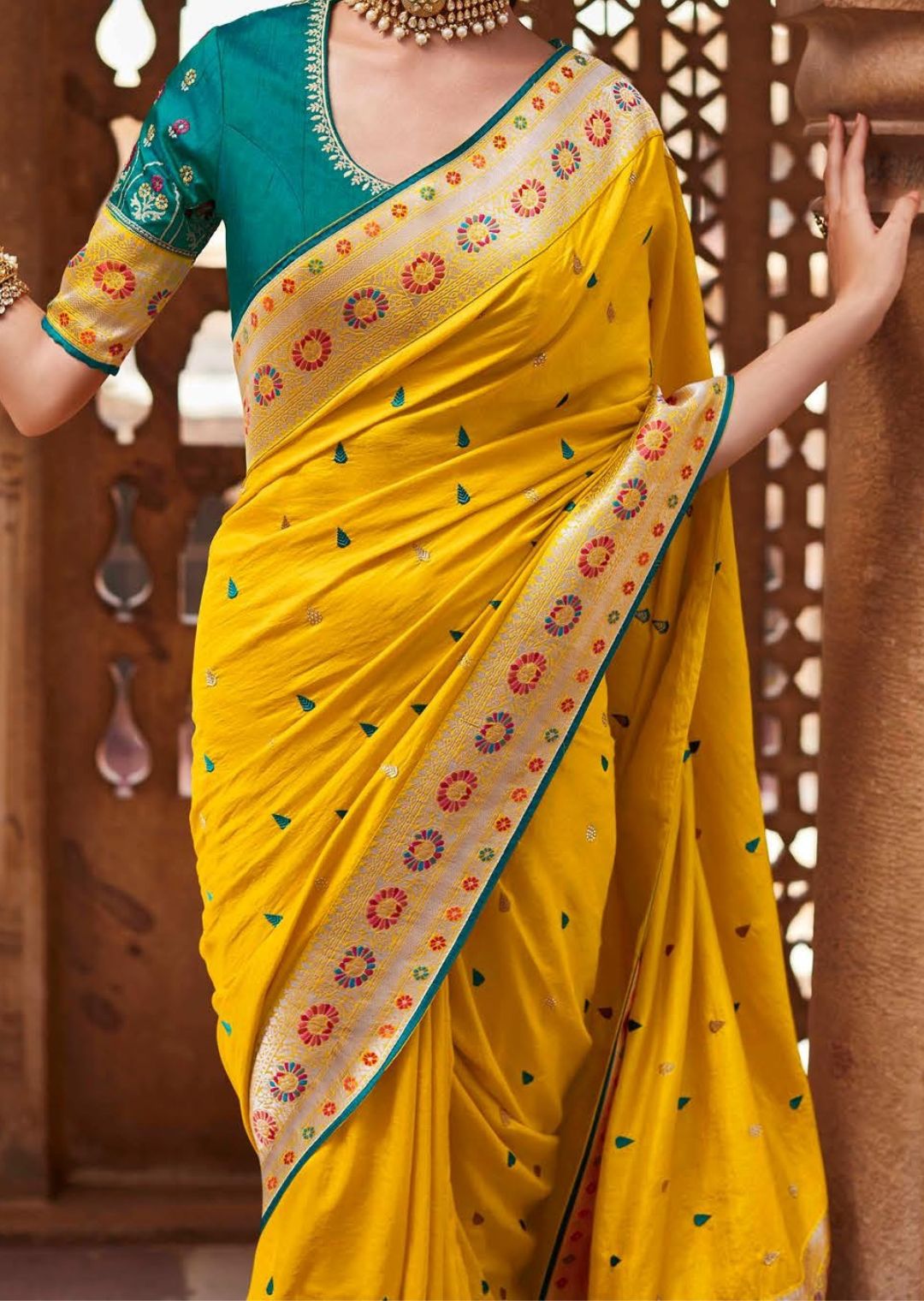 Yellow Woven Traditional Banarasi Silk Saree