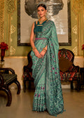 MINT GREEN WOVEN MANGALKARI PATOLA SILK SAREE