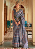 SLATE GRAY WOVEN HANDLOOM PATOLA SILK SAREE