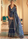 NAVY BLUE WOVEN HANDLOOM PATOLA SILK SAREE