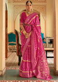 RUBY PINK WOVEN HANDLOOM PATOLA SILK SAREE