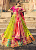 PARROT GREEN EMBROIDERED PREMIUM SILK LEHENGA