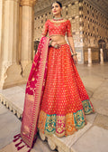 SUNSET ORANGE EMBROIDERED PREMIUM SILK LEHENGA