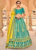 TURQUOISE BLUE EMBROIDERED PREMIUM SILK LEHENGA
