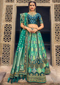 PERSIAN GREEN EMBROIDERED PREMIUM SILK LEHENGA
