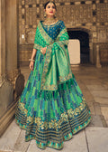 PERSIAN GREEN EMBROIDERED PREMIUM SILK LEHENGA